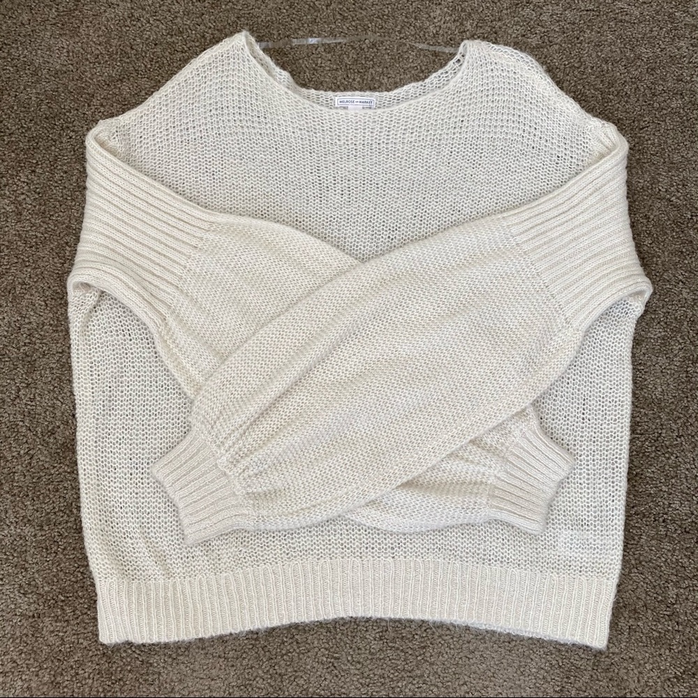 Melrose And Market featherweight white Bishop Balloon Sleeve Sweater XXL NWOT
